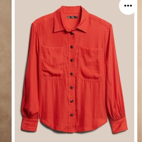 NWT Banana Republic Balloon-Sleeve button down Shirt navy blue - Picture 7 of 8